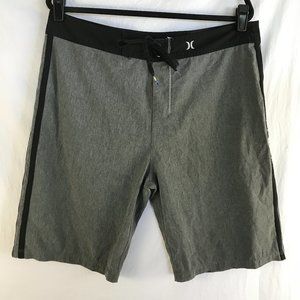 Hurley Board Shorts Men Size 34 Gray Phantom Tie Waist Back Pocket Beach Casual